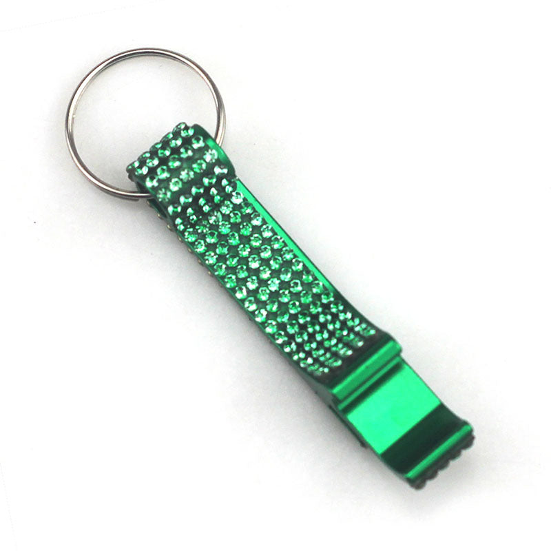 Wholesale Aluminum Alloy Diamond Inlaid Bottle Opener Key Chain